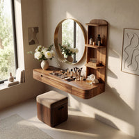 Solid Wood Dressing Table Rustic Vanity Desk Bedroom Room Personal Makeup, view 10