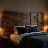 Solid Wood Headboard Minimal Grid Dark Contemporary Bedroom, view 10