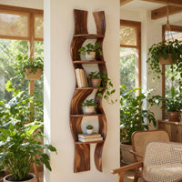 Solid Wood Wall Mounted Shelf Minimalist Bathroom Space Saving, view 10