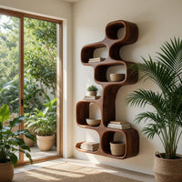 Solid Wood Wall Mounted Shelf Abstract Living Room, view 10