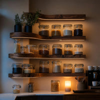 Solid Wood Spice Rack Mid Century Handmade Storage Kitchen Wall, view 10