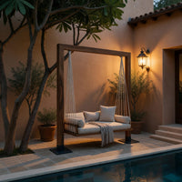 Solid Wood Porch Swing Outdoor Daybed Poolside Garden, view 10