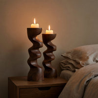 Solid Wood Candle Holder Rustic Stick Bedroom Cozy Ambience Styling, view 10