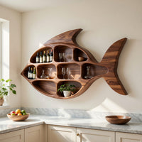 Solid Wood Wine Rack Rustic Wall Home Lounge Organizer, view 10