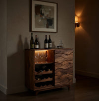 Solid Wood Bar Cabinet Wine Natural Dining Room, view 10