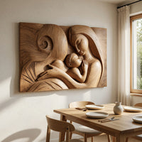 Mother and Child Carved Hardwood Wall Relief Panel, view 10 — view 10