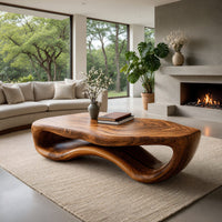Freeform Loop Coffee Table with a Sculpted Wave Body, view 10