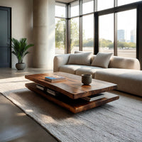 Floating Two-Tier Coffee Table with Open Storage Gap, view 10