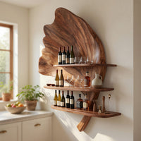 Solid Wood Wine Rack Boho Wall Stand Apartment Accent Feature, view 10