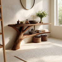 Solid Wood Live Edge Vanity Handcrafted Bathroom Sculptural Spa, view 10