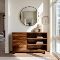 Console Table with Three Drawers and Stepped Shelves, view 10
