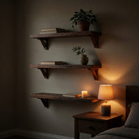 Solid Wood Natural Wood Floating Shelves Handcrafted Solid Shelf Living Room, view 10