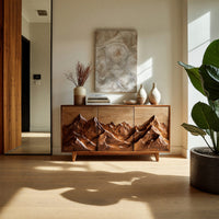Solid Wood Sideboard With Mountain Relief Home, view 10