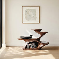 Solid Wood Record Player Stand Handcrafted Live Edge Unique Living Room, view 10