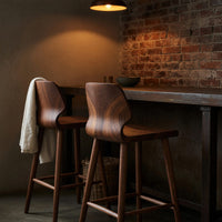 Solid Wood Bar Stool Curved With Smooth Backrest Dining, view 10