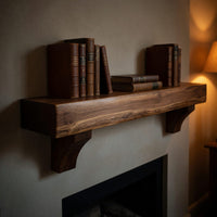 Solid Wood Floating Fireplace Mantel Rustic Live Edge Shelf Living Room, view 10