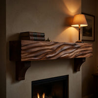 Solid Wood Floating Fireplace Mantel Rustic Shelf Living Room, view 10