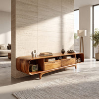 One Long Curve Along the Wall: A Walnut Media Console, view 10