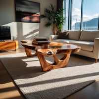 Hollow-Carved Pedestals Under a Free-Form Coffee Table, view 10