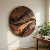 Solid Wood Clock Minimalist Artistic Wall Living Room, view 10