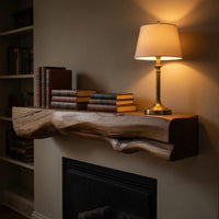 Solid Wood Floating Fireplace Mantel Natural Shelf Entryway, view 10