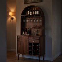 Solid Wood Bar Cabinet Classic Wine With Storage Dining Room, view 10