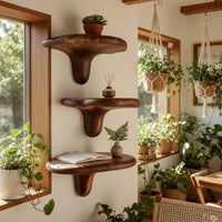 Solid Wood Mushroom Shelf Live Edge Living Room Wall, view 10