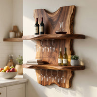 Solid Wood Wine Rack Mid Century Decorative Holder Home Bar, view 10