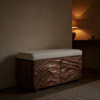 Solid Wood Entryway Storage Bench Minimal Bedroom Foot Area, view 10