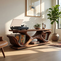 Solid Wood Record Player Stand Scandinavian Display Music Corner, view 10