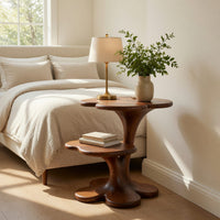 Solid Wood Nightstand Artistic With Sculptural Multi Tier Bedroom, view 10