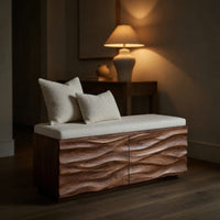 Solid Wood Entryway Storage Bench Wave Home, view 10