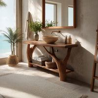 Solid Wood Live Edge Vanity Farmhouse Solid Bathroom Organic Home Bath, view 10