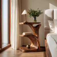 Solid Wood Nightstand With Open Shelf Bedroom, view 10