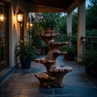 Solid Wood Planters Multi Tier Sculptural Plant Stand Garden, view 10