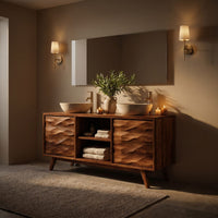 Solid Wood Bathroom Vanity Handcrafted Wave Doors Design, view 10