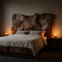Solid Wood Headboard Geometric Panel King Queen Bed, view 10