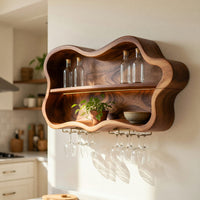 Solid Wood Wine Rack Glass Holder Open Dining Area, view 10