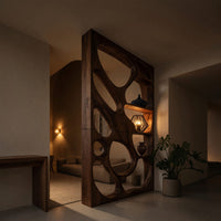 Solid Wood Room Divider Openwork With Display Shelves Living, view 10