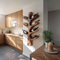 Solid Wood Wine Rack Sculptural Tree Branch Holder Kitchen, view 10