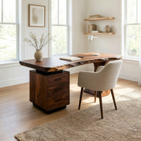 Desk on a Flared Sculpted Pedestal in Solid Walnut, view 10