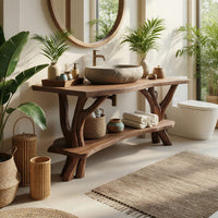 Solid Wood Live Edge Vanity Luxury Bathroom Space, view 10