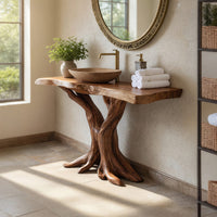 Solid Wood Live Edge Vanity Bathroom Handmade Bathroom, view 10
