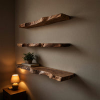 Solid Wood Natural Wood Floating Shelves Handcrafted Shelf Entryway Christmas, view 10