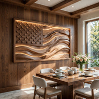 Backlit Wooden American Flag Wall Art, Made to Order, view 10 — view 10