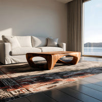 Oval Cutout Coffee Table Carved from One Wood Volume, view 10