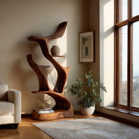 Hand-Carved Bookshelf with Forked Branch Uprights, view 10