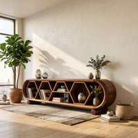 Honeycomb Walnut Media Console for Record Collections, view 10