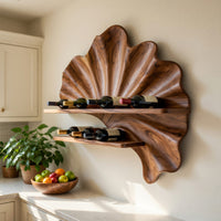 Solid Wood Wine Rack Mid Century Wall Condo Beverage Accent Storage, view 10