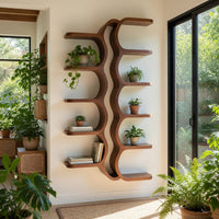Solid Wood Wall Mounted Shelf Sculpture Living Room, view 10